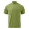 Men's T Shirts Men T-shirt Solid Color High Neck Breathable Soft Polyester Summer Short Sleeve Shirt Top For Streetwear