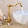 Bathroom Sink Faucets Q21 Antique Brass Basin Faucet Deck Mounted Single Handle Copper Luxury Long Spout Lavatory Cold Mixer Tap