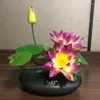 Dekorativa blommor simulering lotus ornament matbord tv -skåp blomma falska växter vardagsrum silkes keramiska små bonsai.