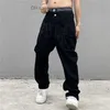 Herrenhosen Y2K Emo Herren modische schwarze Straßenkleidung bestickte Low-Rise-Taschenjeans Hosen gerade Hip-Hop Alt Denim-Hosen Herrenbekleidung Z230731