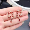 Stud Earrings Natural Garnet For Daily Wear VVS Grade Silver With 18K Gold Plating 925 Crystal Jewelry