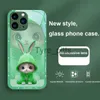 Cell Phone Cases New Cartoon Rabbit Animal Element for Iphone 14 13 12 11 Pro Max X XS XR 7 8 Plus 2020 SE Metallic Paint Glass Mobile Phone Case x0731