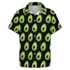 Chemises décontractées pour hommes drôle chemise de fruits mignon avocat imprimé plage ample Hawaii tendance Blouses à manches courtes motif vêtements surdimensionnés