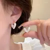 Pendientes de tuerca con hebilla de oreja de corazón esmaltada para mujer, colgante de melocotón de amor de Color blanco, regalo de pareja, accesorio de joyería romántico sencillo y bonito