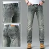 Men's Jeans Sulee Brand Straight Lightweight Cotton Stretch Denim Men's Business Casual Mid Waist Thin Light Grey Blue Black Jeans 230729