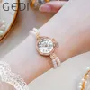 الساعات الأخرى Gedi Luxury Women Watches Rhinestone Rhinestone Pearl Quartz Brelet Watch for Women Elegant Ultra-Shin Lady Watch Gift J230728