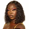 Malaio Curto Bob Wigs Kinky Curly 13x4x1 T Parte Front Renda Peruca de cabelo humano para mulheres pré arrancadas293I