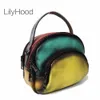 Evening Bags Multicolor Cow Leather Small Size Side Sling Shoulder Bag Female Vintage Retro Genuine Phone Pouch Short Handle 230731