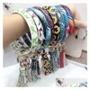 Keychains Lanyards 24 Styles Colorf Pu Leather O Key Chain Custom Assel Wristlet Bracelet Keychain Bangle Women Girl Ring Wrist Stra Ot4Jr