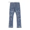 Męskie spodnie Vintage Hole Tear Męskie dżinsy proste mycie Yuansu Hip-Hop Loose Denim Spodni Vibe Styl swobodny dżinsy Z230731