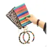 Chaveiros Colhedores Pulseira Pu Chaveiro Couro Pulso Chaveiro Carteira Leopardo Redonda Pulseiras Bolsa Pingente Bolsa Feminina Clutch Bag Otbcf