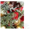 Декоративные цветы искусственный рождественский венок, украшенный шариковыми украшениями зеленые веточки для коллекции крыльца