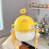 Water Bottles Cute Straw Big Belly Cup Girls Good-looking Bounce Cover Large Capacity Student Plastic 3D Spring Doll