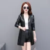 Women's Leather 2023 Autumn Genuine Jacket Women Real Hooded Sheepskin Coat Long Outerwear Moto Biker Zipper Loose