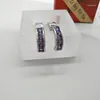 Boucles d'oreilles à tige 925 Sterling Sliver Fashion Argent Couleur Violet Zircon Pour Femmes Fille Bijoux