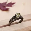 Anneaux De Mariage Noir Fine Cz Doigt Bijoux Vintage Bande Cadeau Vert Pierre Femmes Beau Modèle Spécial Bague De Fiançailles Bijoux Usine