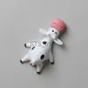Ímãs de geladeira Vaca Adesivos de geladeira deitados em seus estômagos Desenho animado 3D bonito Ímãs de resina tridimensionais Design de arte criativa cozinha x0731