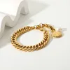 Lien Bracelets Européen Et Américain En Acier Inoxydable Perle Naturelle Femmes Mode Chaîne Cubaine Bracelets Main Hip-Hop Bijoux Accessoires