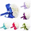 New Bridal Bouquet Wedding Decoration Artificial Bridesmaid Flower Crystal Silk Rose WF001 Royal Blue Mint White Green Lilac Cheap229M