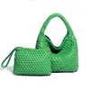 Evening Bags Woven Tote Bag for Women Vegan Leather Handbag with Purse Fashion Handmade Beach Tophandle 230731