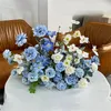 Decoratieve Bloemen 50/70cm Luxe Blauwe Kunstbloem Rij Arrangement Decoratie Feest Bruiloft Boog Achtergrond Road Kraag Rose Ground