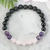 MG0951 Rose Quartz Amethyst Bracelet Girls Heart Chakra Love Lucky Bracelet Natural Black Tourmaline Yoga Mala Bracelet210s