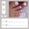 Unhas Postiças Summer Nude Branco Francês Dedo Falso Curto Quadrado Unhas de Diamante Prensas nos Pés Pontas de Unhas Kits de Acrílico