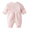 Kleidungssets Rosa Prinzessin Strampler Mädchen 6 9 12 24 Monate Winter Niedlicher warmer Body Baby Kleinkind Boutique Set mit großer Schleife Kleinkindanzug