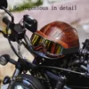 Casques de moto Casque de moto en cuir Vintage visage ouvert demi-casque rétro Moto vélo électrique Scooter AntiUV sécurité casque de mode x0731