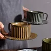 Koppar tefat retro keramisk kaffekopp och tallrik set kreativ hand gåva eftermiddag te dragblomma mugg mugg grossist