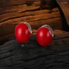 Hoop Earrings KOFSAC Red Bean Ear Buckle Personalized Temperament Dropping Glue Stereoscopic Egg Shaped Ins French 925 Silver Jewelry