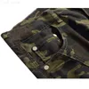 Camouflage Mannen Hip Hop Biker Uitgerekt Jeans Streetwear Geplooide Joggers Slanke mannen Bekrast Broek Pantalones Hombre L230731