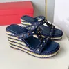 Ciabatte con zeppa Ciabatte Pantofole treccia torchon diapositive tacchi a spillo espadrillas Sandali Designer di lusso da donna Vacanza Scarpe casual Calzature di fabbrica Con scatola