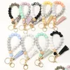 Keychains Lanyards Sile Key Ring Armband Pärled Wrislet Keychain Portable House Car Keys Holder Tassel Chain trägruslet Bangle OT5QX