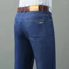 Jeans Masculino 2023 Primavera Verão Azul Claro Ajuste Regular Midwight Casual Estilo Clássico Calça de Tecido Denim Stretch Marca Masculina