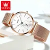 他の時計olevs新しいQuartz Watch for Women Unique Stop Hand Design Elegant Rose Gold Watchstrap Ladies Waterproof WristWrist Watches 5190 J230728