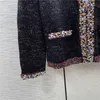 23 FW Femmes Chandails Tricots Designer Tops Tricot Multicolore Perles De Cristal Cardigan Piste Marque Designer Crop Top Mélange De Laine Chemise Élasticité Haut De Gamme Outwear Tricots