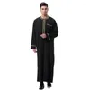 Roupas étnicas Ramadan 2023 Moda Masculina Robes Muçulmano Manga Longa Árabe Dubai Oriente Médio Homem Islâmico Jubba Thobe Plus Size 3XL