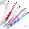 Fine Crystal Ballpoint Pen 1mm Fashion Creative Stylus Touch Pen Writing Stationery Office School Ballpen Black Ballpoint Pens TH1023