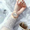 Andere Uhren CURREN Luxus-Armbanduhren für Damen, Edelstahl, Brelet-Strasssteine, Bling Dail, elegante Damenuhr, Geschenk, Schmuckset, 5-teilig, J230728