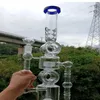 Grands narguilés de bang d'eau en verre de 18 pouces avec pneu Perc Recycler Oil Dab Rigs Femelle 14mm Joint