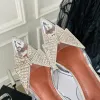 Scarpe eleganti di lusso Scarpe di marca da donna sexy Designer Fiocco trasparente Bottone in cristallo con diamanti Scarpe decorative Sandali da donna di alta qualità Scarpe da pranzo Scarpe di fabbrica