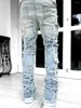 Jeans Masculino S Blue Acid Washed Slim Fit Jeans Rasgados Destroyed Streetwear Calças Calças