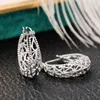 Hoop Earrings Huitan Graceful Hollow-out Design Lady Elegant Delicate Accessories For Anniversary Metal Silver Color Jewelry