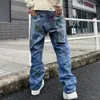 Herenbroeken 2023 Baggy jeans van hoge kwaliteit Vijfpuntige ster Volledige print Rechte pijpen Denim Hiphop Breed Casual