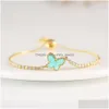 Charmarmband Animal Butterfly Fashion Design Crystal Rhinestone Tennis Chain Bangles For Women Gold Plated Copper Armband Christma Dhz7f