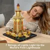 Blocks Funwhole Lighting Building Bricks Set The Lighthouse of Alexandria Construction Model 1677 PCS for Teen and Adults 230731