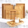 Breakfast Trays Bamboo Wooden Tray Japanese Bread Snack Solid Wood Household Kung Fu Tea Set Water Cup Plate El Plates Home Kitchen Su Dhw3A