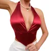 Женские танки сексуально глубоко v Halter Best Wwore Outs Wear с чистым жилетом без спины