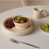 Bols maison bol en céramique nordique créatif assiette ronde mignon petit déjeuner vaisselle salade noir et blanc